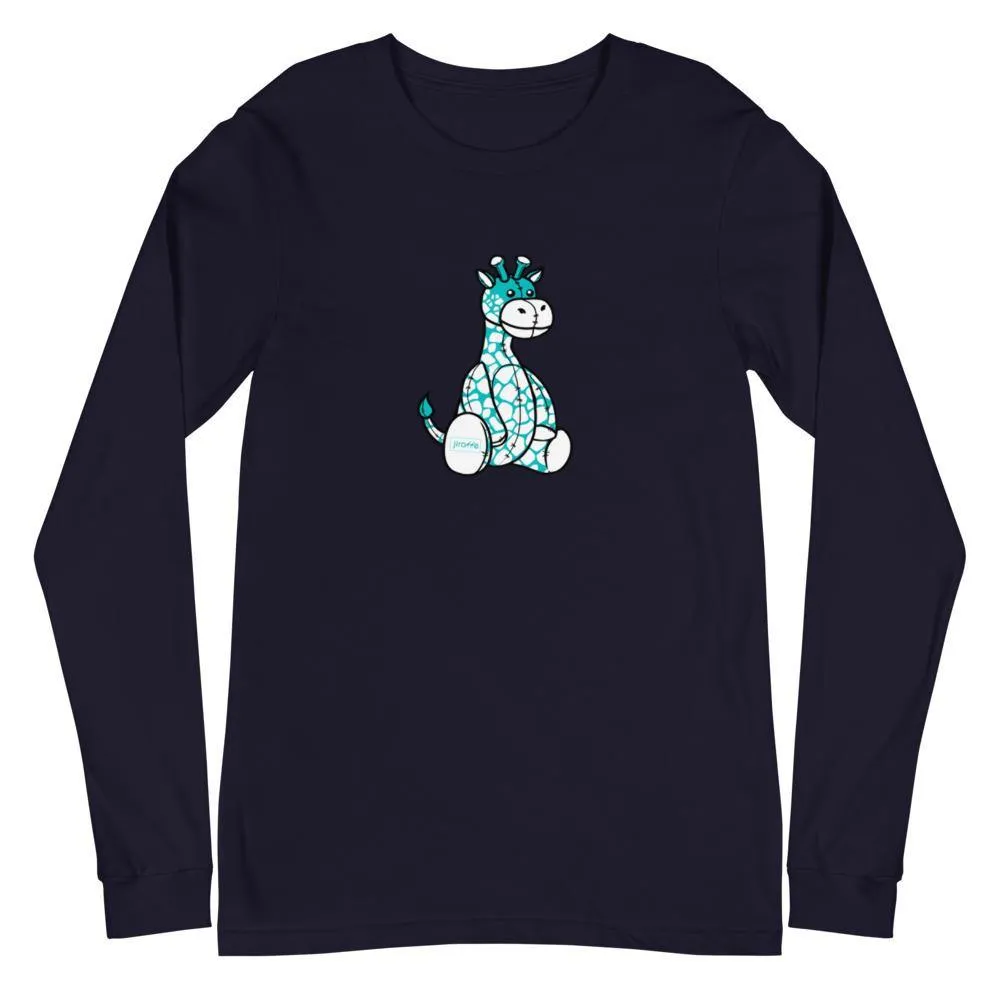 Men's Teal Plush Giraffe Long Sleeve Shirt