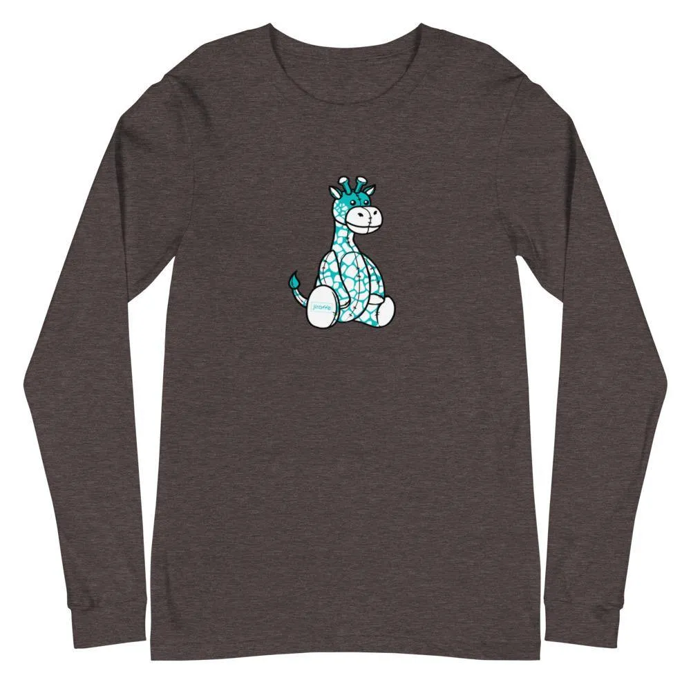 Men's Teal Plush Giraffe Long Sleeve Shirt