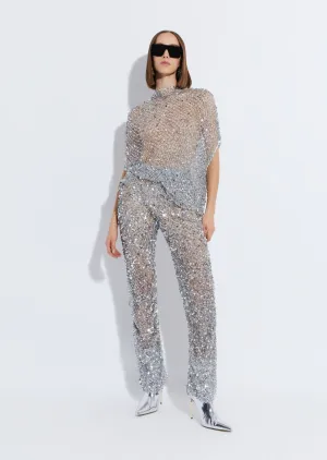 Mesh Sequin Flare Pant