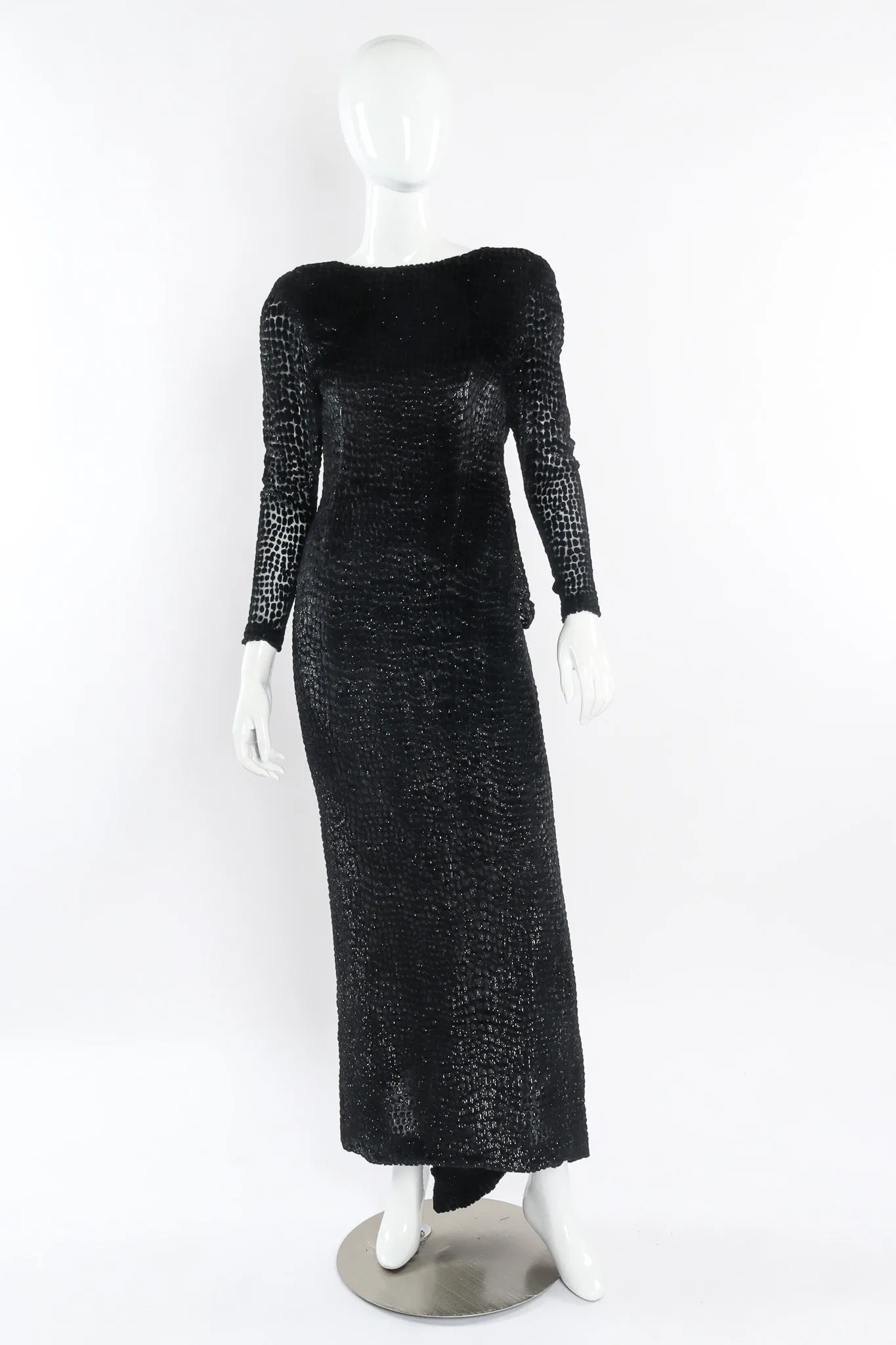 Metallic Burnout Open Back Gown