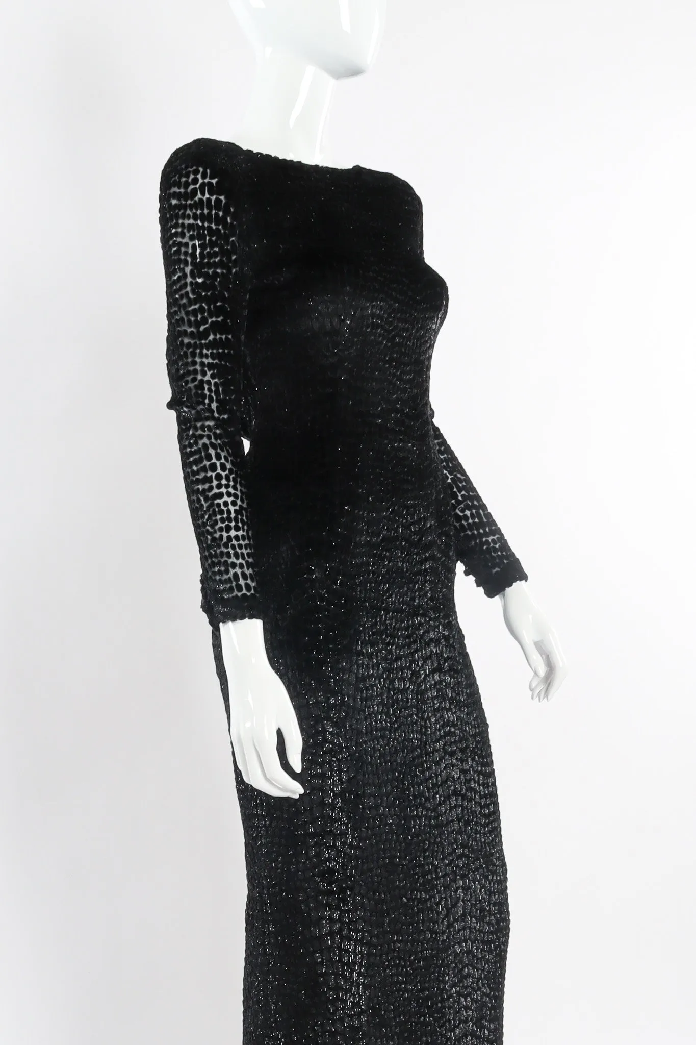 Metallic Burnout Open Back Gown