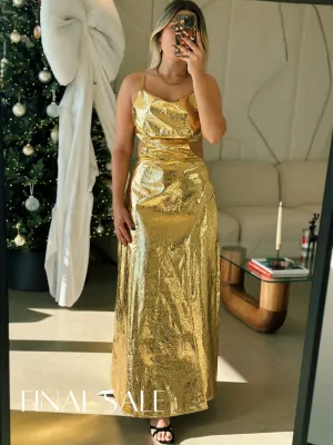Metallic Gold Maxi Dress