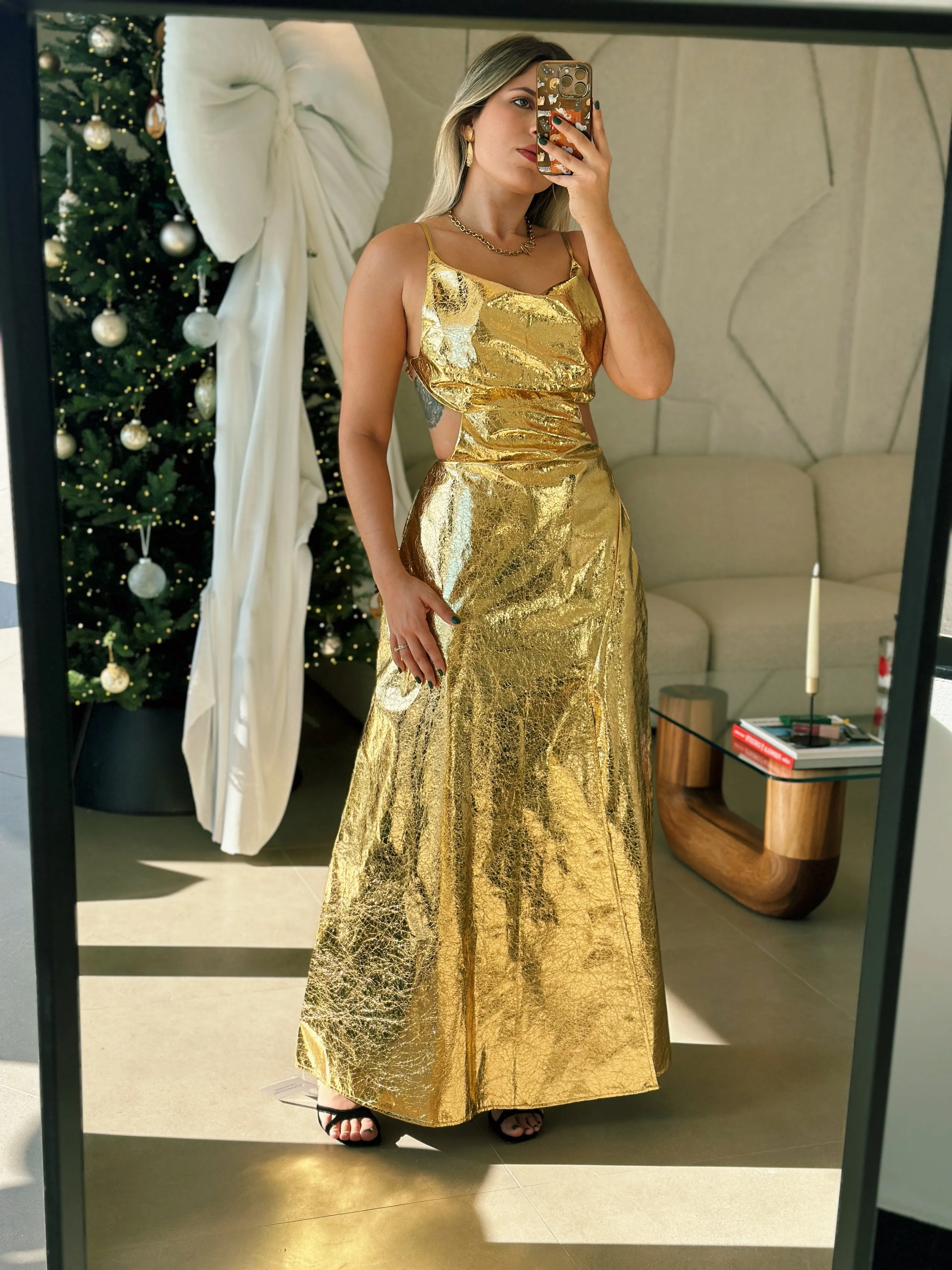 Metallic Gold Maxi Dress
