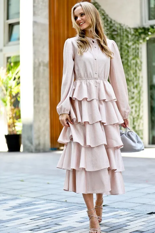 Metallic light pink layered dress