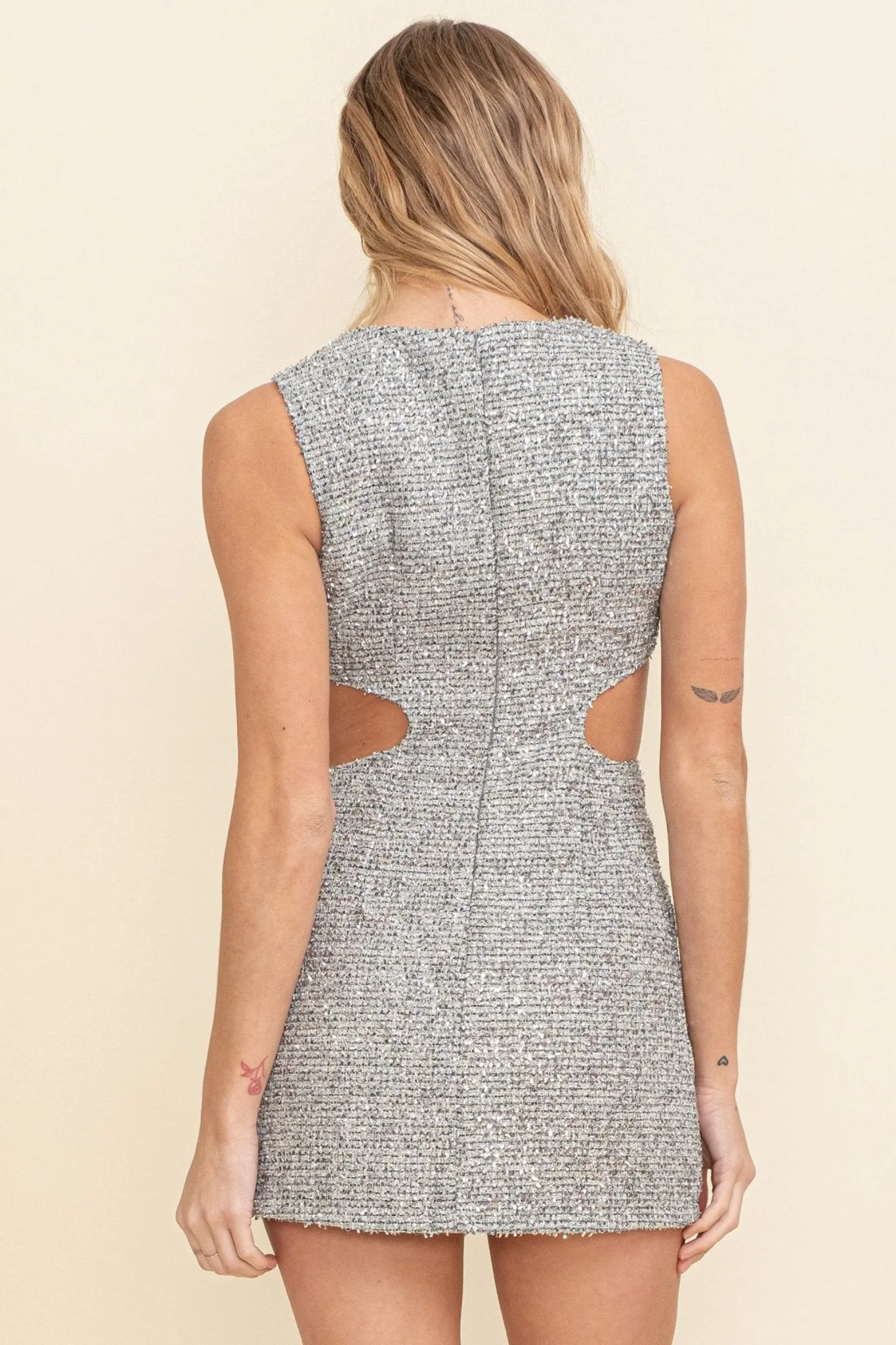 metallic mini dress