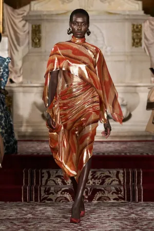 Metallic Sunset Capelet Dress
