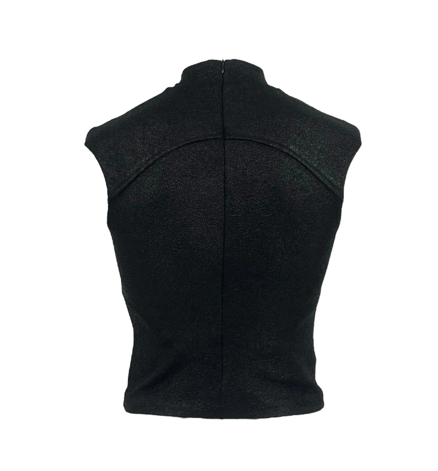 Metallic Top with Mandarin Collar - Black