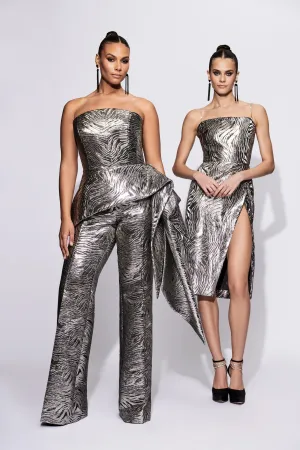 Metallic Zebra Dress with Crystal Straps