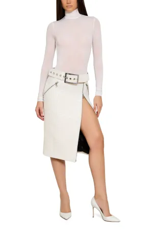 Mid Length Skirt with Zipper Detail