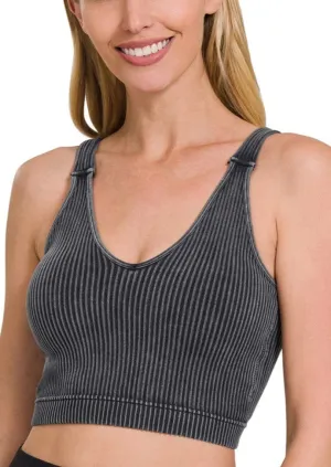 Mineral Wash Ribbed Bralette