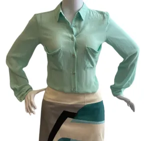 Mint Green Long Sleeve Blouse Shirt