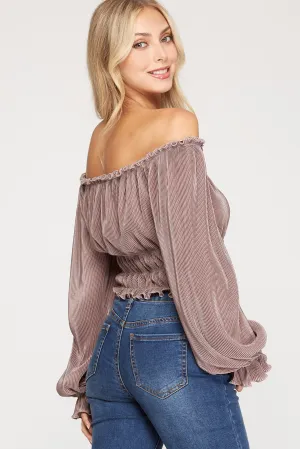 Mocha Off The Shoulder Top