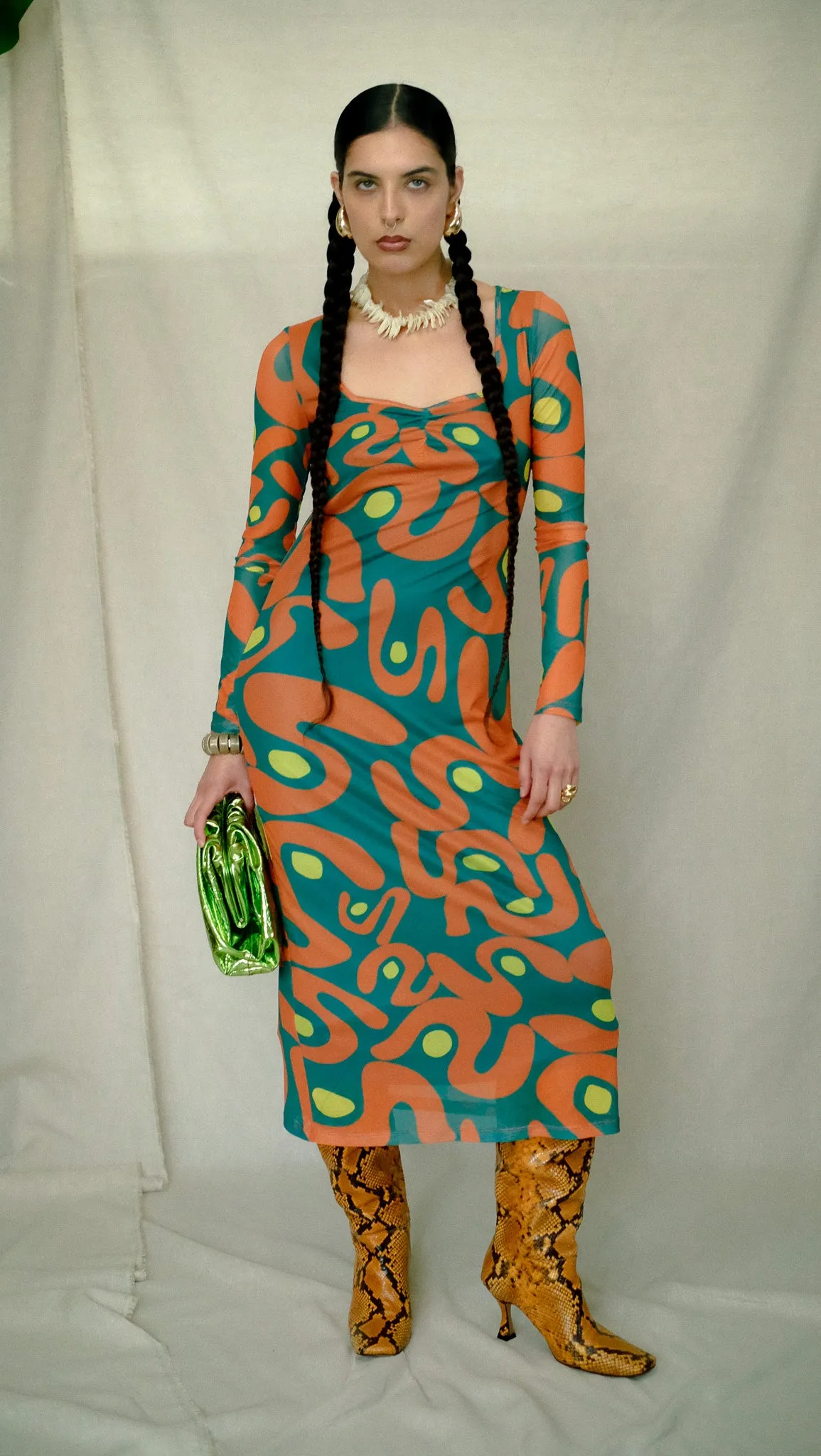Montezuma Dress in Graffiti Mesh- Size Small SAMPLE