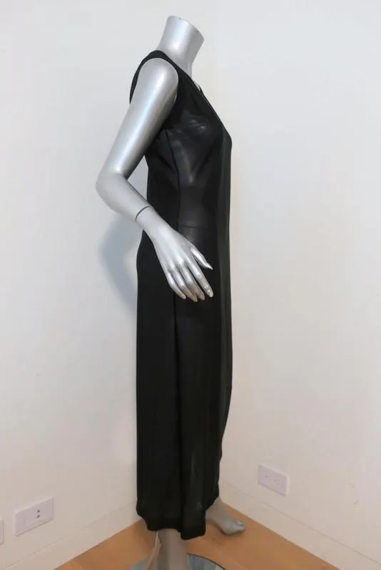 Moschino Dress Sheer Black Metallic Stretch Knit Size 42 Sleeveless Midi