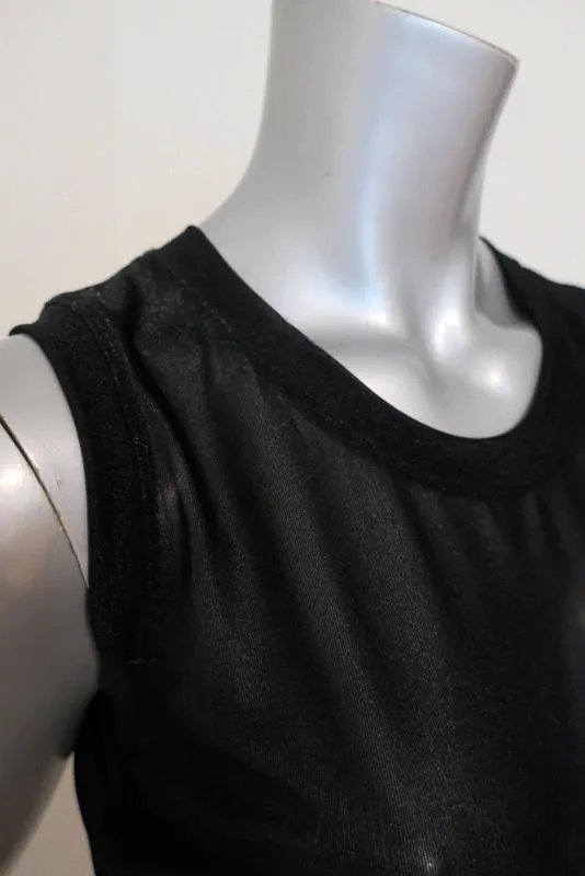 Moschino Dress Sheer Black Metallic Stretch Knit Size 42 Sleeveless Midi