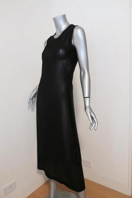 Moschino Dress Sheer Black Metallic Stretch Knit Size 42 Sleeveless Midi