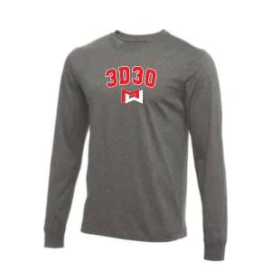 MOSSA Bella   Canvas Unisex Long Sleeve T-Shirt (grey) - 3D30 Collegiate Logo