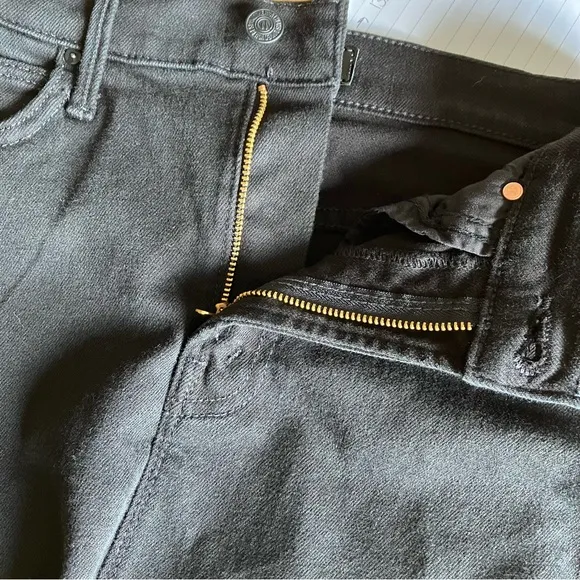 MOTHER Black High Waisted Smoking Double Micro Fray Jean Skirt