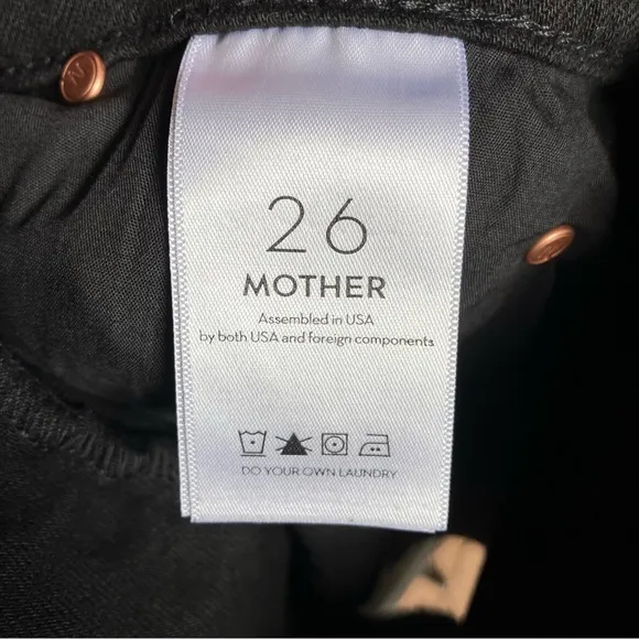 MOTHER Black High Waisted Smoking Double Micro Fray Jean Skirt