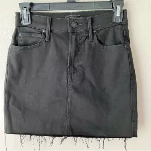 MOTHER Black High Waisted Smoking Double Micro Fray Jean Skirt