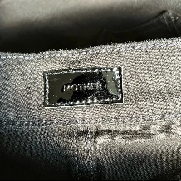 MOTHER Black High Waisted Smoking Double Micro Fray Jean Skirt