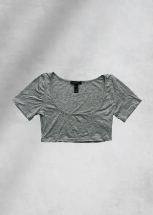 Nadia Ribbed Crop Top - Gray