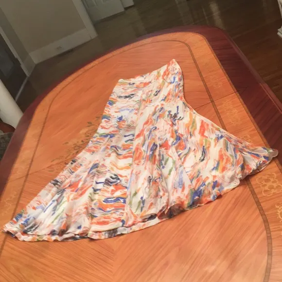 Nasty Gal Tie Dye Chiffon Bias Print multicolored  Maxi Skirt sz.0