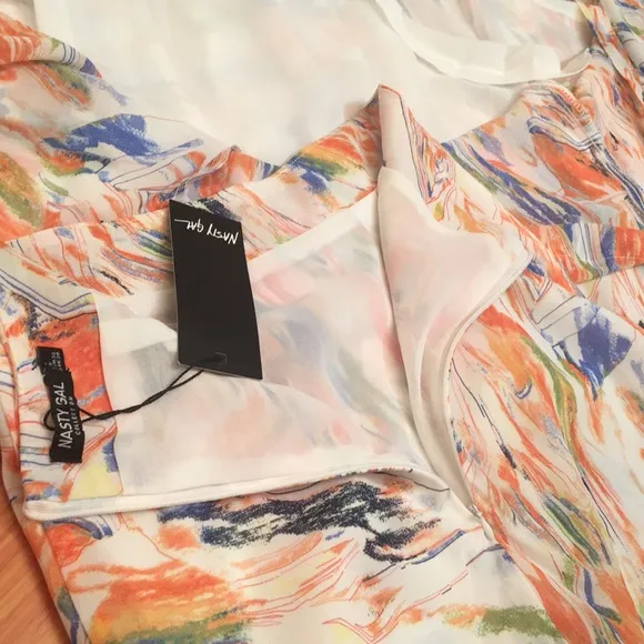 Nasty Gal Tie Dye Chiffon Bias Print multicolored  Maxi Skirt sz.0