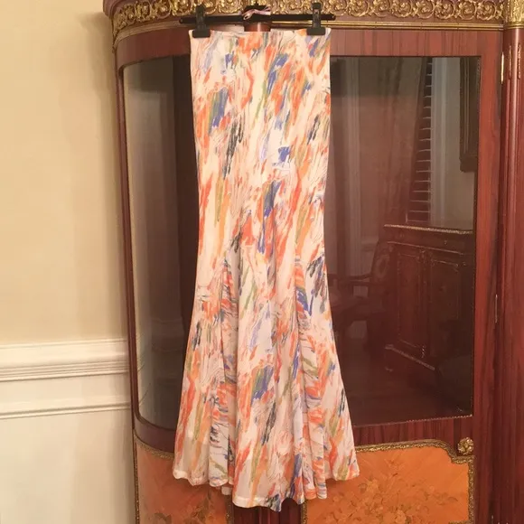 Nasty Gal Tie Dye Chiffon Bias Print multicolored  Maxi Skirt sz.0