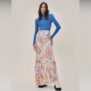Nasty Gal Tie Dye Chiffon Bias Print multicolored  Maxi Skirt sz.0