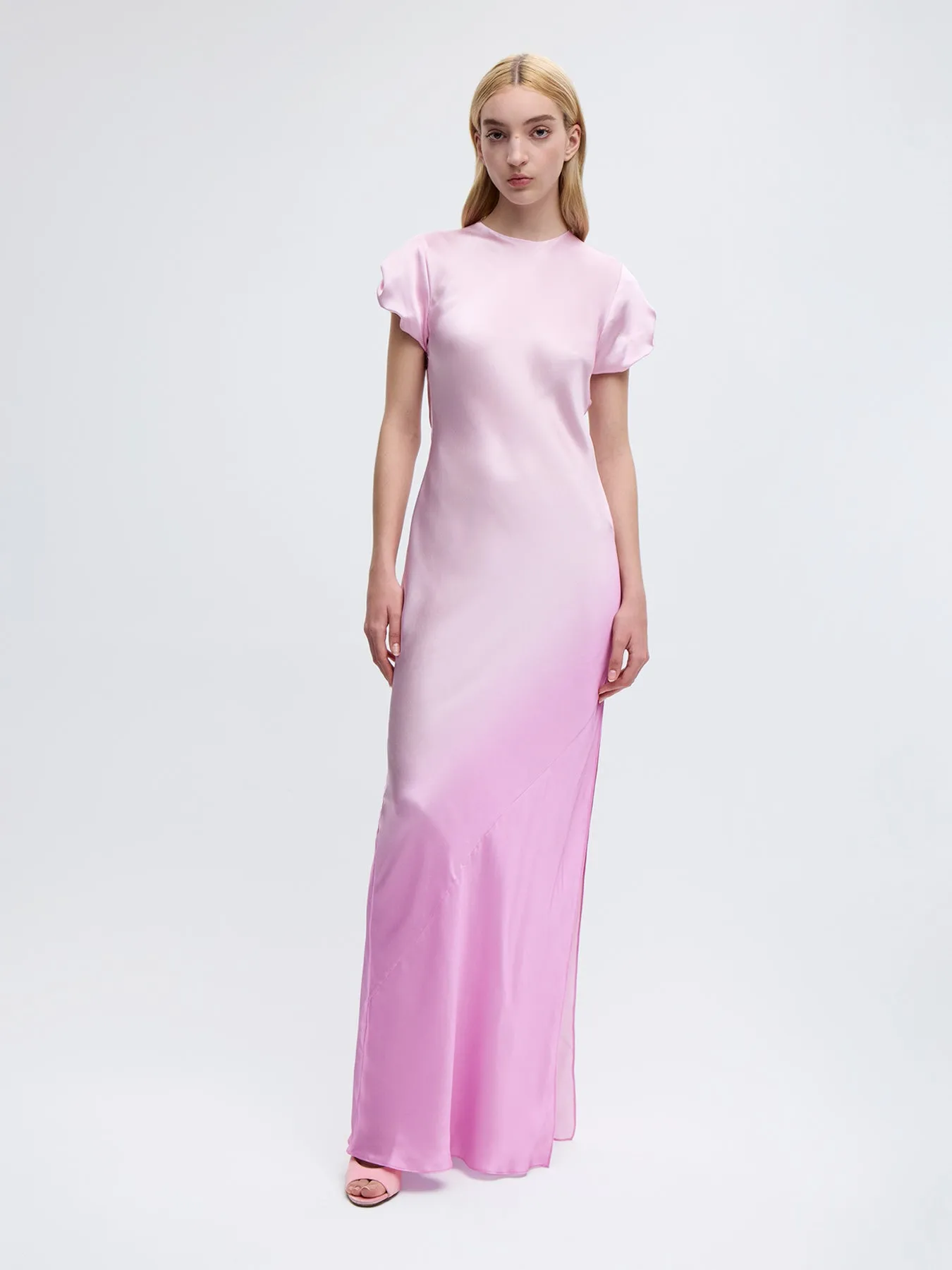 Nausheen Silk Gown in Fuchsia Degrade