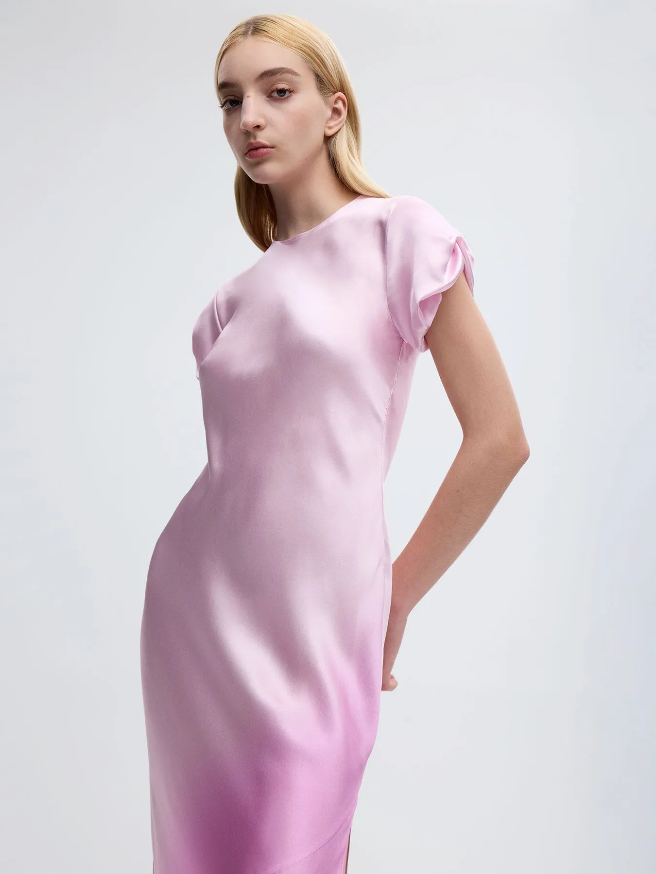 Nausheen Silk Gown in Fuchsia Degrade