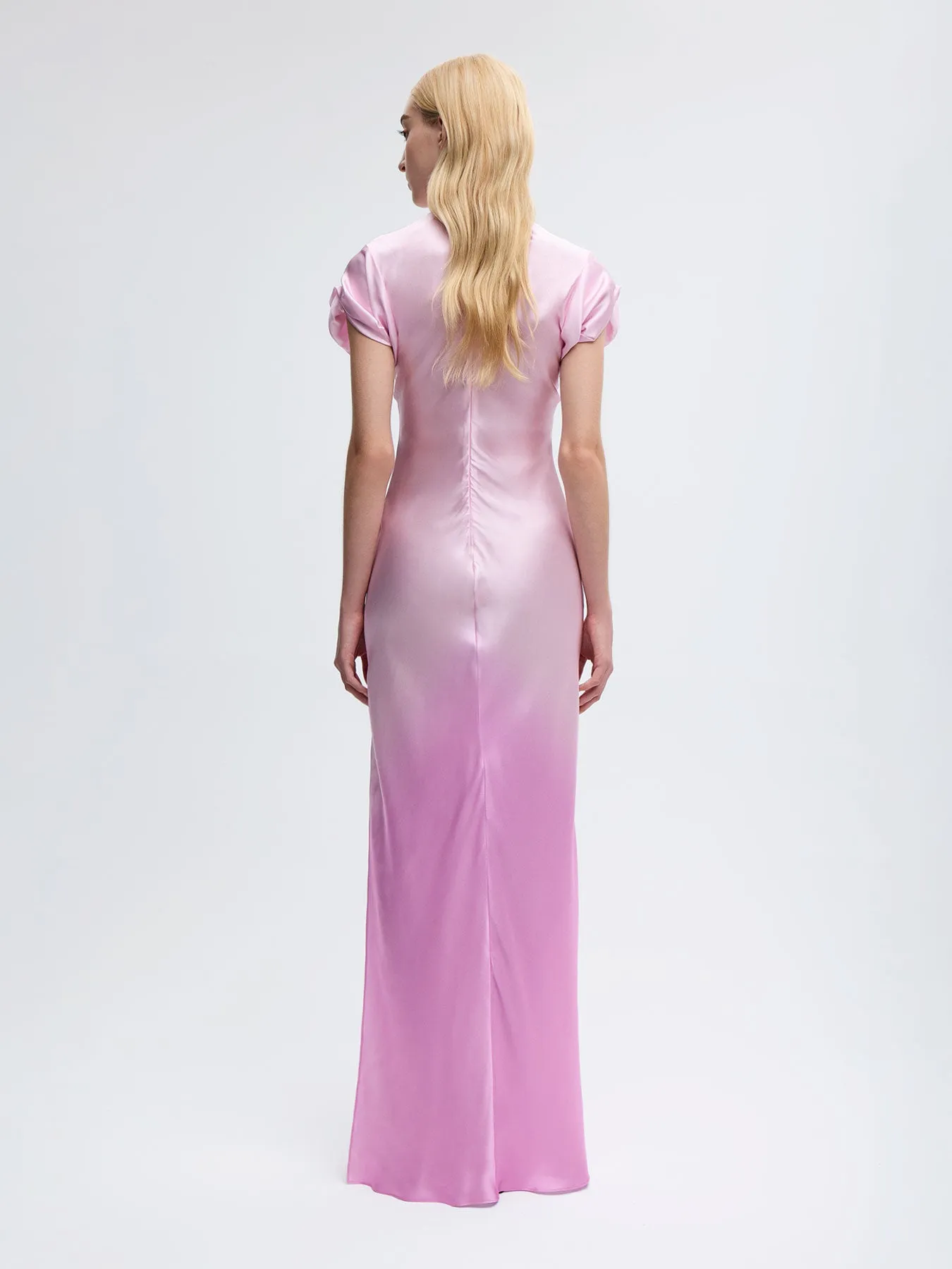 Nausheen Silk Gown in Fuchsia Degrade