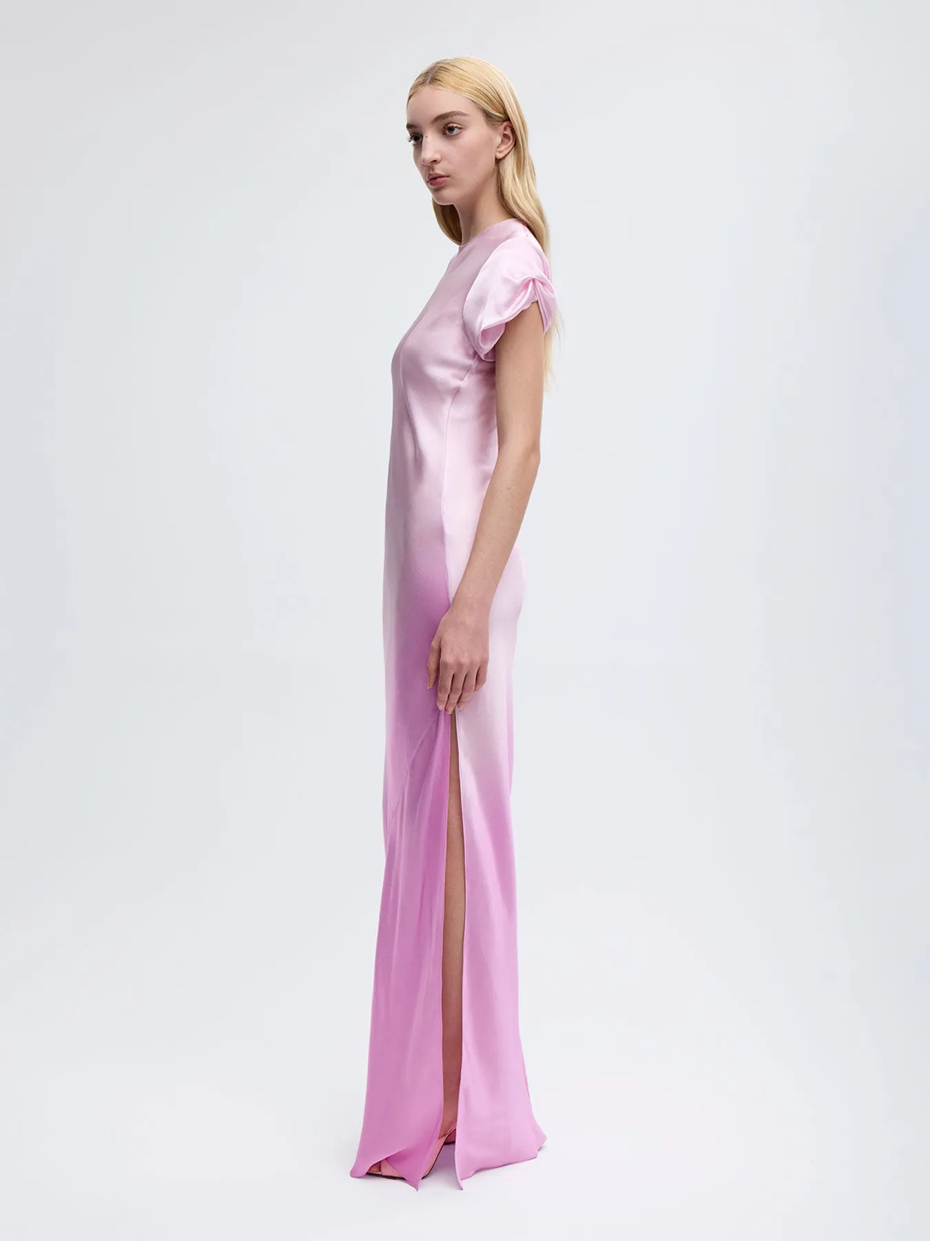 Nausheen Silk Gown in Fuchsia Degrade