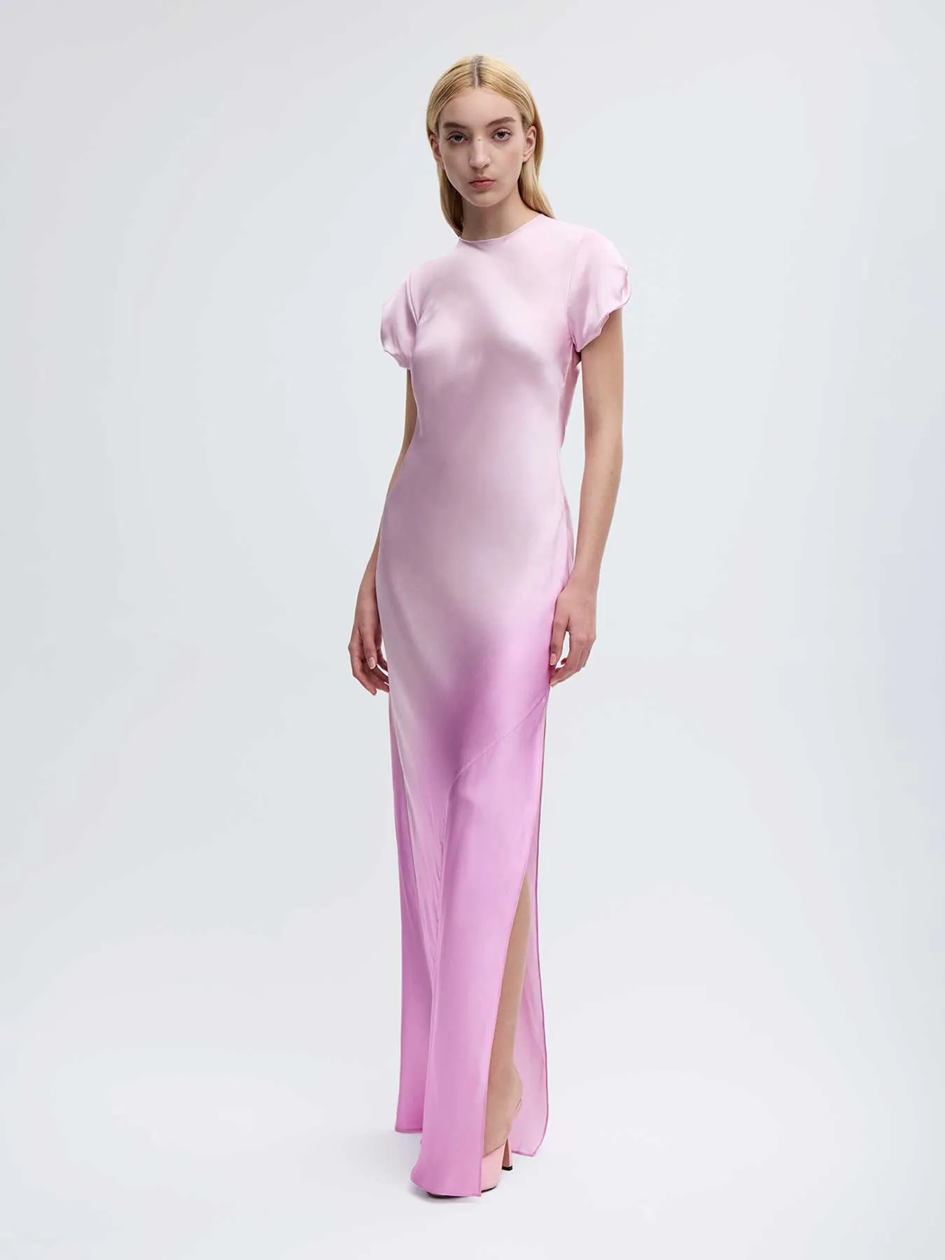 Nausheen Silk Gown in Fuchsia Degrade