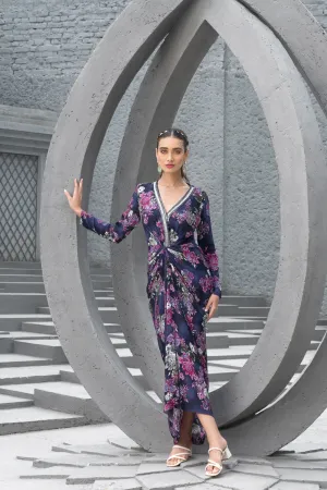 Navy Blue Printed Dress