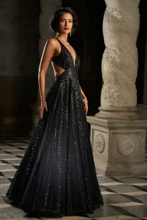 Navy Sequin Gown