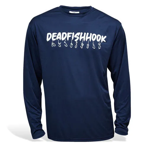 Navy White Fishing Reel Long Sleeve