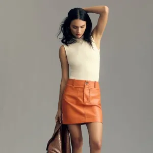 NEW By Anthropologie The Colette Faux Leather Mini Skirt by Maeve L NWT