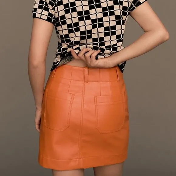 NEW By Anthropologie The Colette Faux Leather Mini Skirt by Maeve L NWT