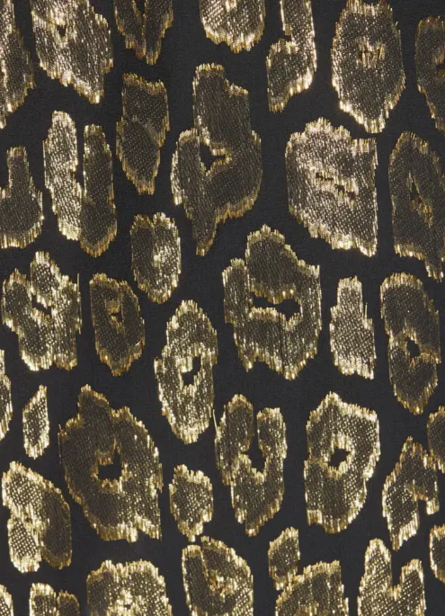 NEW Elsa Marina Leopard Fil Designer Coupé Dress Sz 8! Faux-wrap silk dress patterned with shimmering metallic fil coupé leopard spots. - Retails $732 