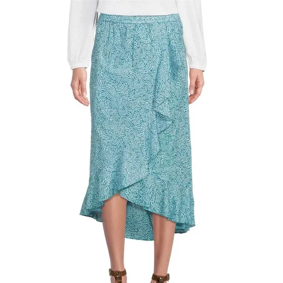 NEW MICHAEL Michael Kors Paisley Print Ruffle Skirt