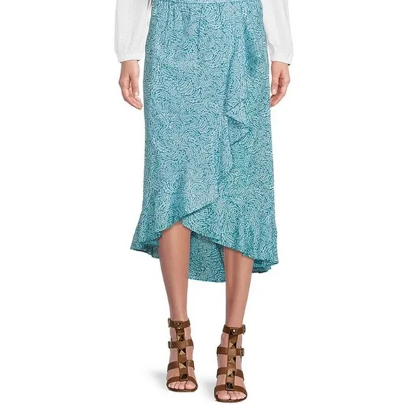 NEW MICHAEL Michael Kors Paisley Print Ruffle Skirt