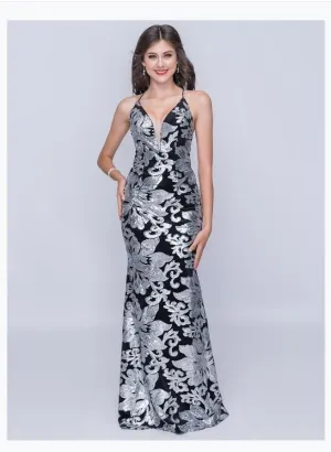 Nina Canacci 1436 Halter Gown With  Crisscross Back