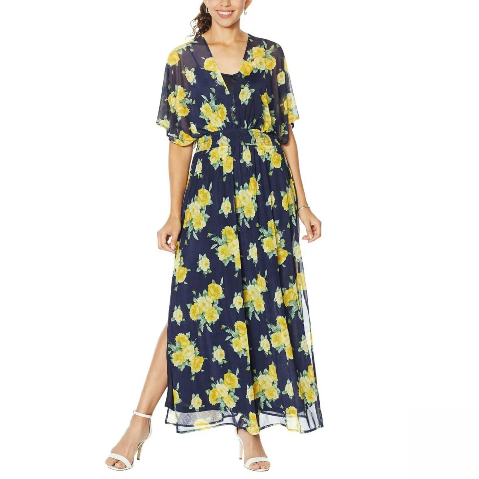 Nina Leonard Women's Printed Powermesh Maxi Dress