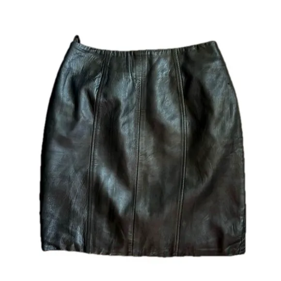 Northampton VTG black soft Leather skirt SZ 8