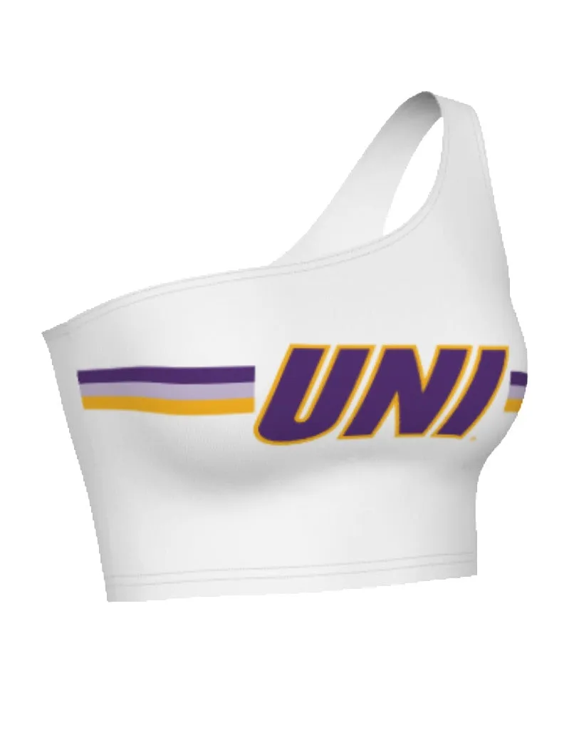 Northern Iowa Panthers Striped White One Shoulder Top