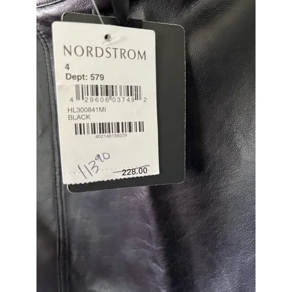 NWT $228 TROUVE NORDSTROM CURVED HEM BLACK LEATHER SKIRT Sz 4