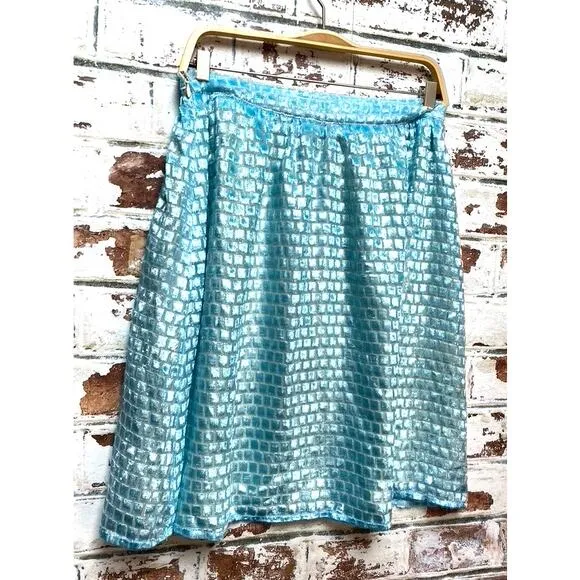 NWT Anthropologie Isla Moude Petite High Waisted Shiny Textured Flowing Skirt