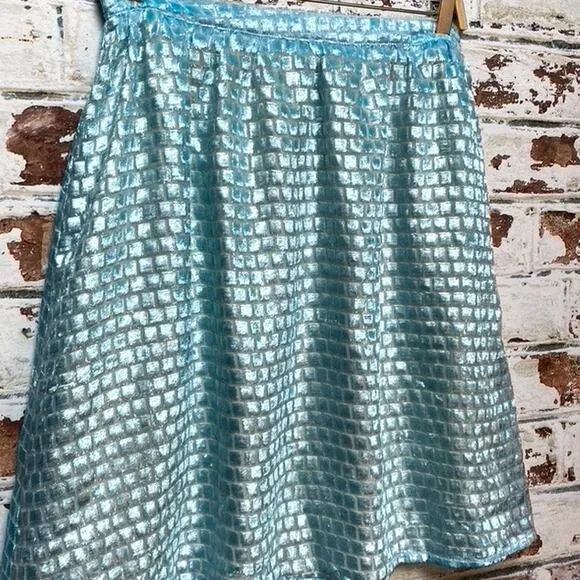 NWT Anthropologie Isla Moude Petite High Waisted Shiny Textured Flowing Skirt